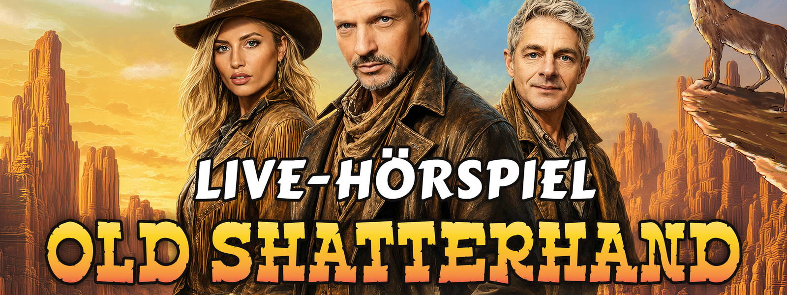 Plakat zum Live-Hörspiel Old Shatterhand unter Kojoten